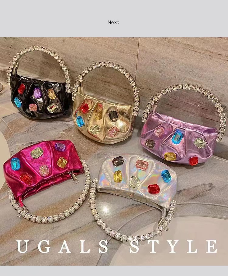 Mini Bag Evening Clutch - Luksusowa Metalowa Torebka Mini z Kryształkami