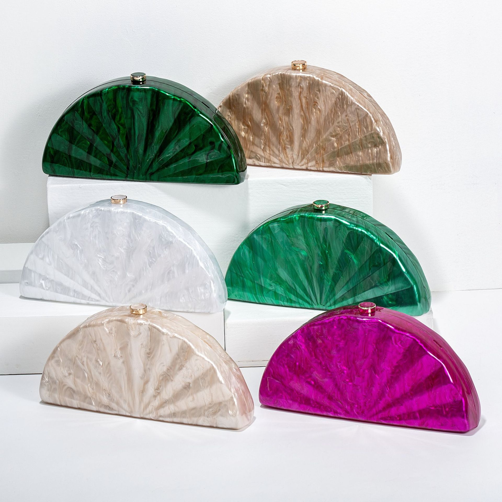 Mini Bag Evening Clutch - Damska marka półksiężyc okrągłe pudełko akrylowe