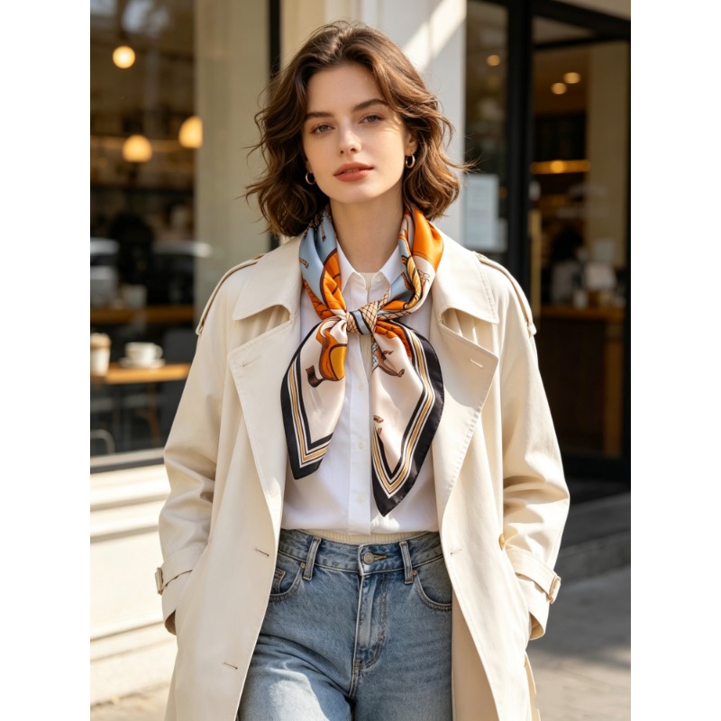 Discount Luxury Bags - Luksusowa apaszka kwadratowa ze 100% jedwabiu