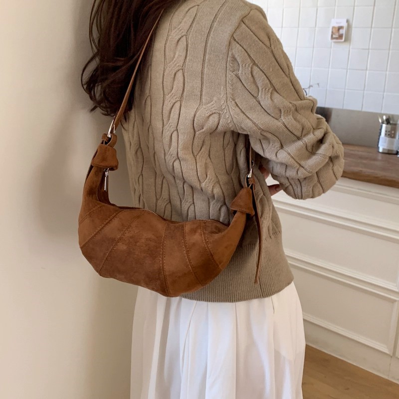 Half Moon Bag Suede - JIAERDI Retro Torebka Listonoszka z Zamszu