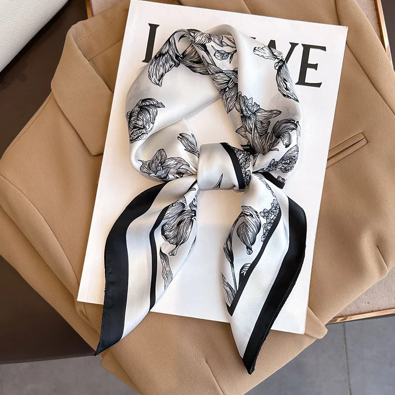 Luxury Bags Online - 70*70cm luksusowy kwiatowy nadruk jedwabny kwadratowy