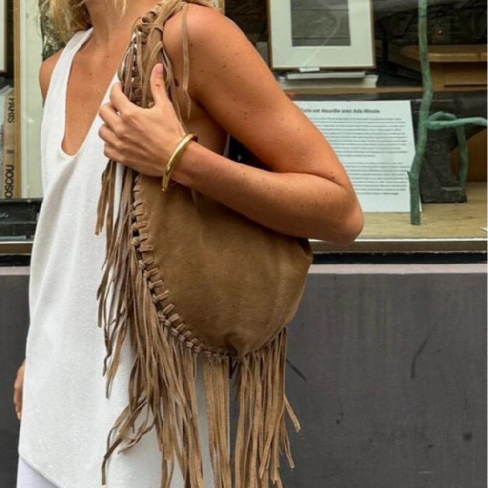 Half Moon Bag Suede - Nowe długie damskie torby na ramię