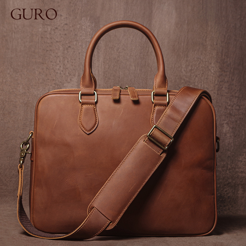 Luxury Bags Tote - GURO Men Crazy Horse teczka ze
