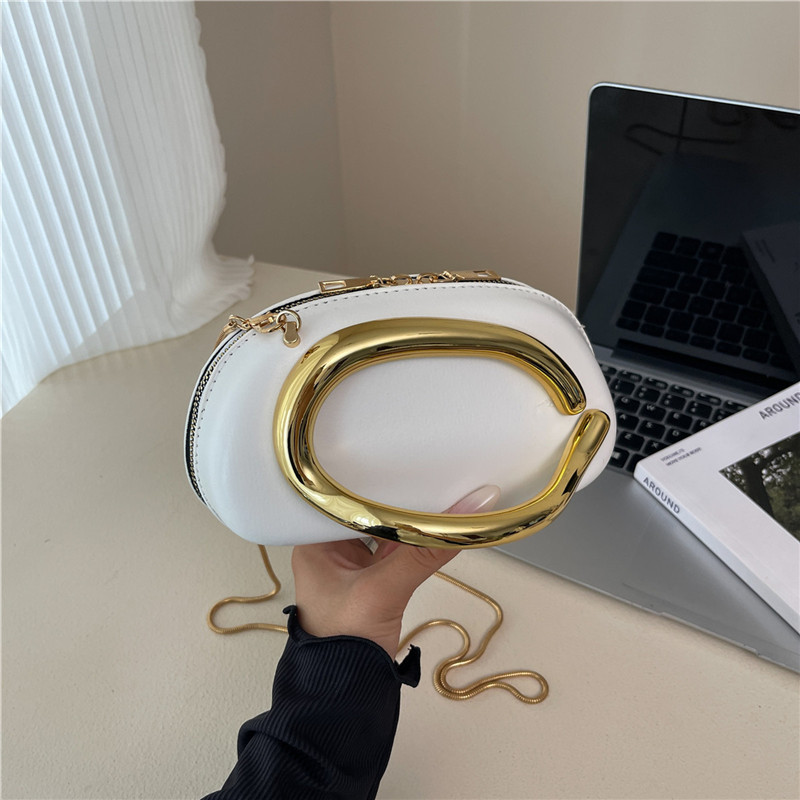 Mini Bag Evening Clutch - Retro Złota Metalowa Torebka Kopertówka Damska
